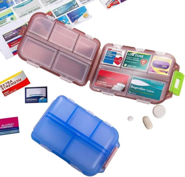 Pill Organizer with Medicine Labels Travel Daily Pill Container Mini Medication Organizer Storage Pill Organizer Travel Essentials Pill Case 7 Day Pill Organizer(White & 146 Lables) - Image 5