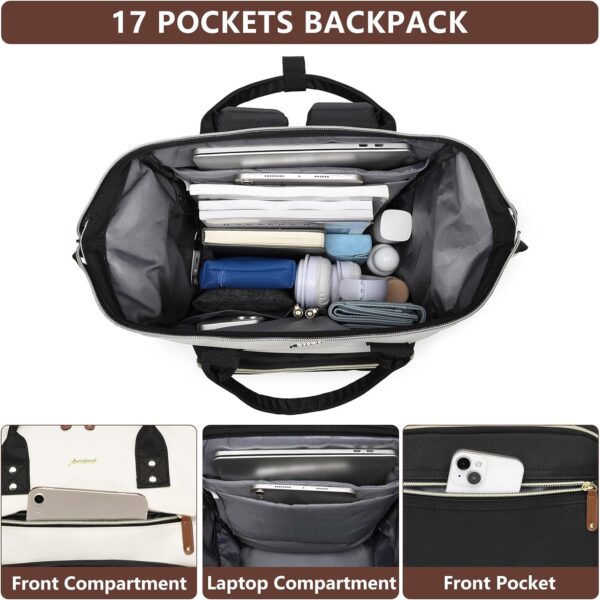 Backpack for Women Work Bags: 15.6 inch Laptop Backpack Purse Waterproof Backpacks with USB Charger College Bookbag Casual Business Computer Backpack for Travel Nurse Teacher - Image 2