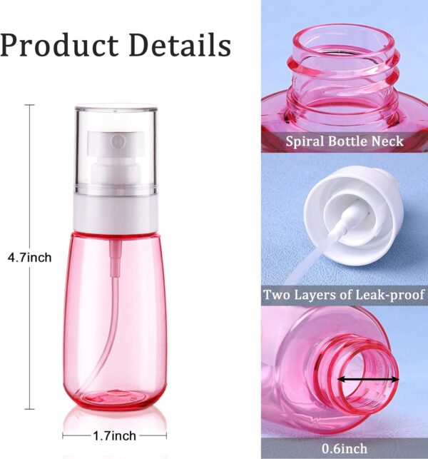 Cosywell Travel Spray Bottle TSA Approved 2oz 60ml 3 Pack Leak Proof Fine Mist Empty Plastic Refillable Spray Bottle for Perfume Essential Oils Toners Rose Water Cosmetics (3color) - Image 3