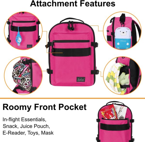 Childs Travel Backpack Suitcase Style Lightweight Carry-On Weekender Bag 10L Daypack with Tablet Sleeve and Chest Strap, Deep Pink - Image 4