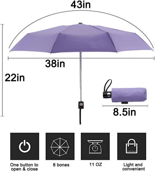 Automatic Mini Travel Windproof Umbrella Compact Auto Open/Close Small Lightweight Folding Rain Umbrellas for Women Men - Image 2