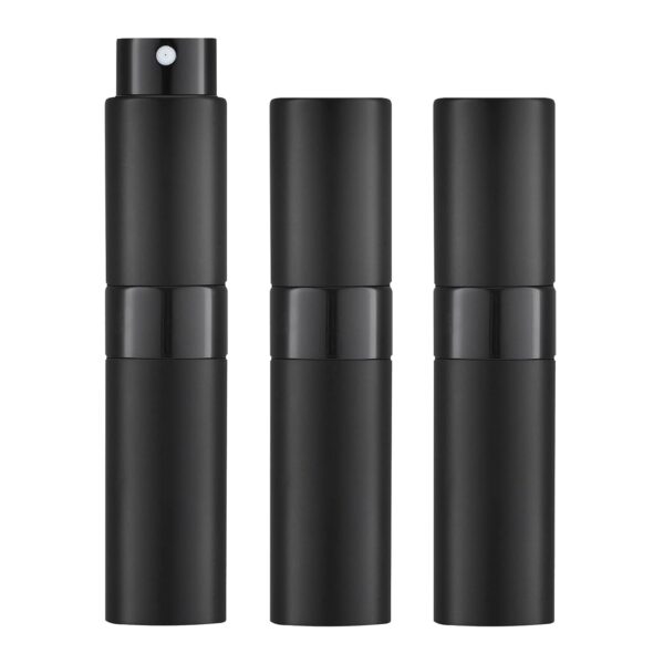 Lisapack 8ML Atomizer Perfume Spray Bottle for Travel (3 PCS) Empty Cologne Dispenser, Portable Sprayer (Black)