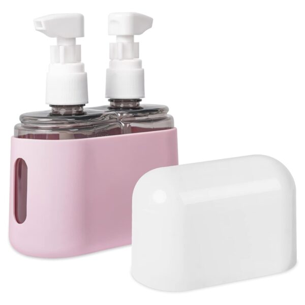 Travel bottles for Toiletries, TSA Approved Travel Containers, Refillable, Portable, Spray Bottles and Pump Bottles with Labels for Creams, Perfumes and Shampoos (Pink)