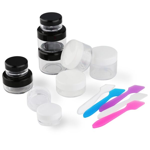 Accmor 10 Pieces Makeup Travel Containers with Lids 3/5/ 10/15/ 20 Gram Size Cosmetic Jars with 5 Pieces Mini Spatulas for Gift(random color) - Image 2