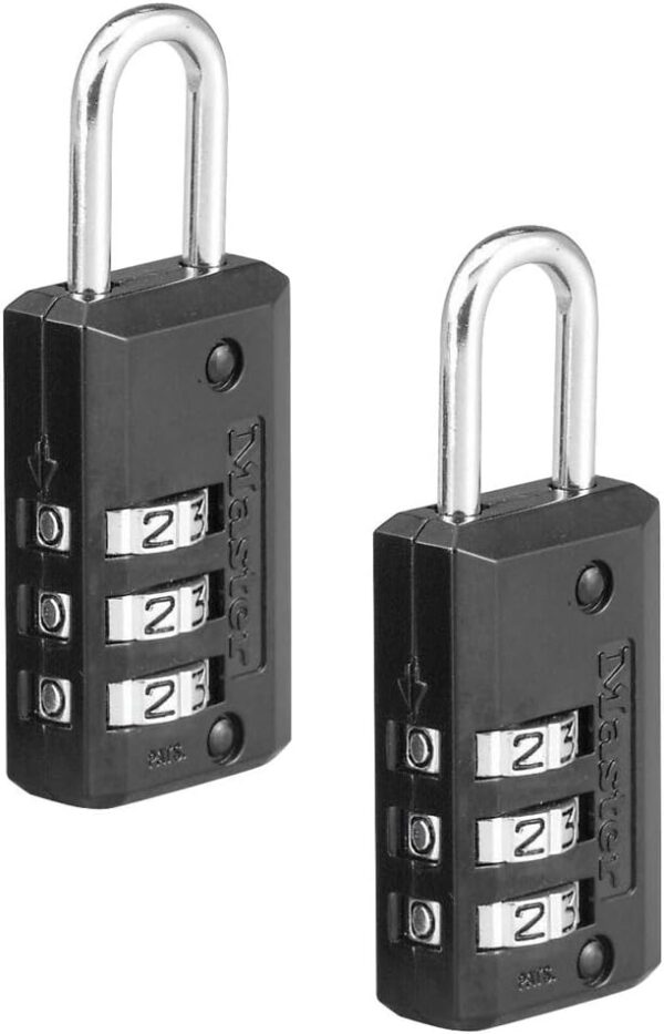 Master Lock Black Set Your Own Combination Luggage Lock, Custom Combo Suitcase Padlock for Travel Bags or Backpacks, 2 Pack, 646T