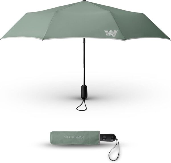 Weatherman Travel Umbrellas for Rain - Compact Umbrella Windproof - Small Mini Umbrella - Portable Pocket Umbrella - Auto Open Close Folding Foldable Car Umbrella - Backpack, Purse Rain Umbrellas