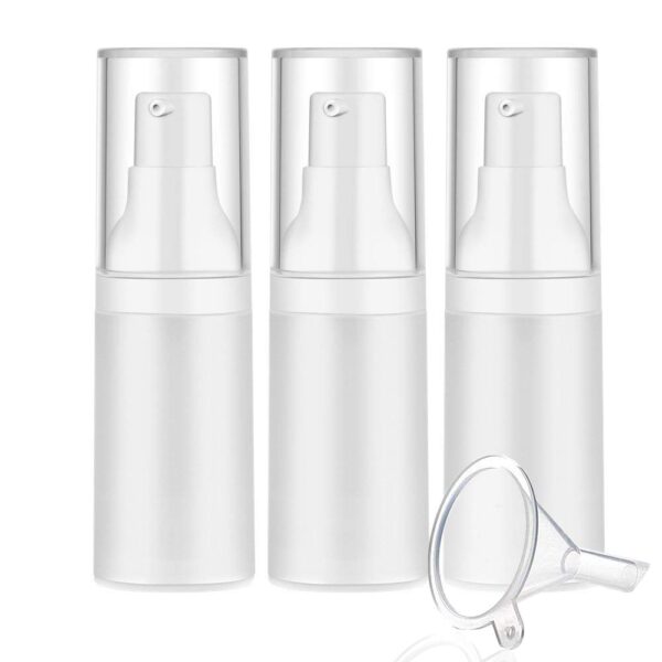 3pcs 20ml Sterile Airless Pump Bottle with Funnel Easy to Carry and Fill Matte Lotion Bottles For Travel