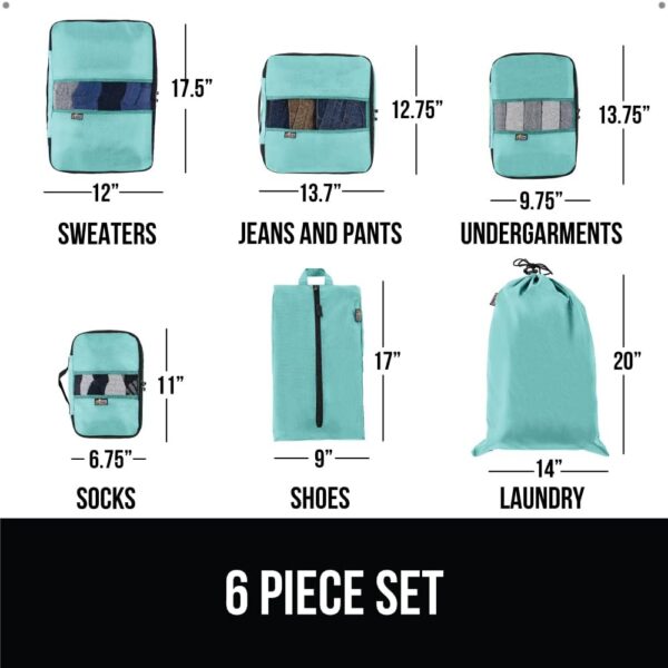 Gorilla Grip 6 Set Packing Cubes, Travel Essentials for Suitcases, Breathable Mesh Organizer Bags for Clothes Toiletries Shoes and Laundry, Luggage and Backpack Carry On Airplane Accessories Turquoise - Image 6