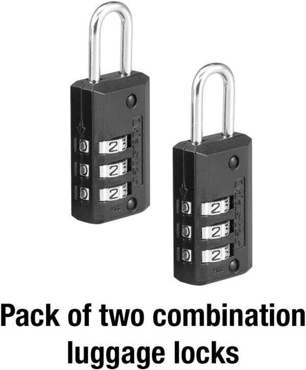 Master Lock Black Set Your Own Combination Luggage Lock, Custom Combo Suitcase Padlock for Travel Bags or Backpacks, 2 Pack, 646T - Image 5