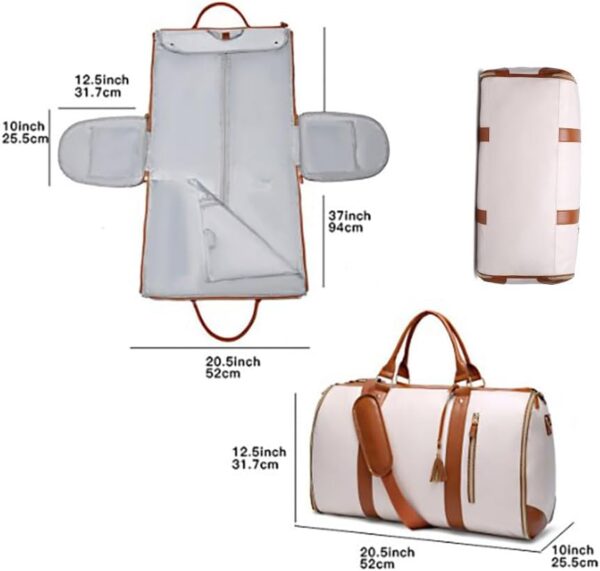 Luhxe Travel Bag Garment Bag, Travel Bsg Foldable Clothing Bag, Tashlo Carry Bag, Tashlo Travel Bag, Foldable Bags For Travel, Travel Duffle Bag That Unfolds To Hang Clothes (Beige) - Image 2