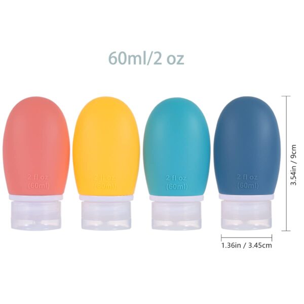 Leak Proof Silicone Travel Bottles,4 Pack 2oz Liquid Squeezable Refillable Portable Travel Accessories/Cosmetic Containers,BPA Free,Travel Size Bottles for Toiletries Shampoo Conditioner Lotion - Image 7