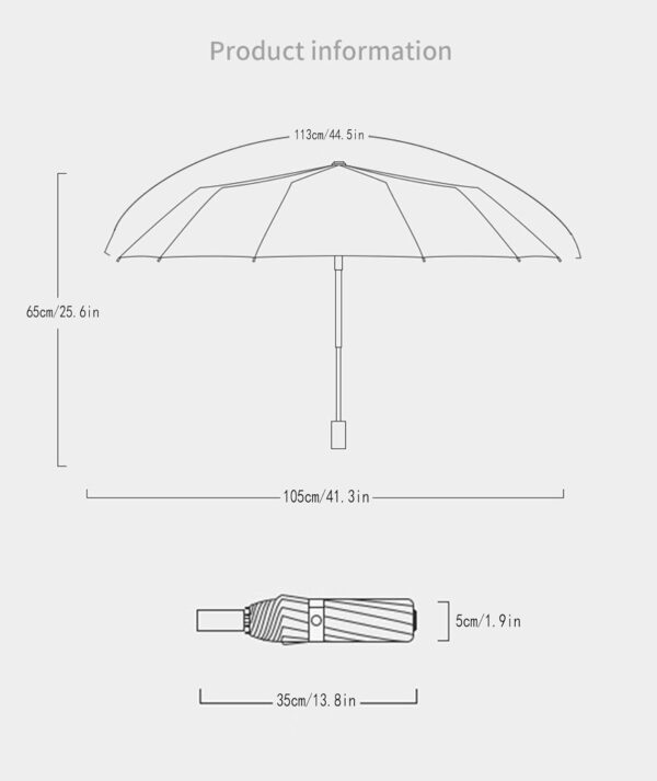 erised's bifrost Compact Travel Folding Portable Umbrella 46 Inch Windproof/Wind Resistant,Automatic Open Close,Sun/Rain,Real Wood Handle,Women men,12 Ribs,99 UV Protection UPF 50 - Image 2