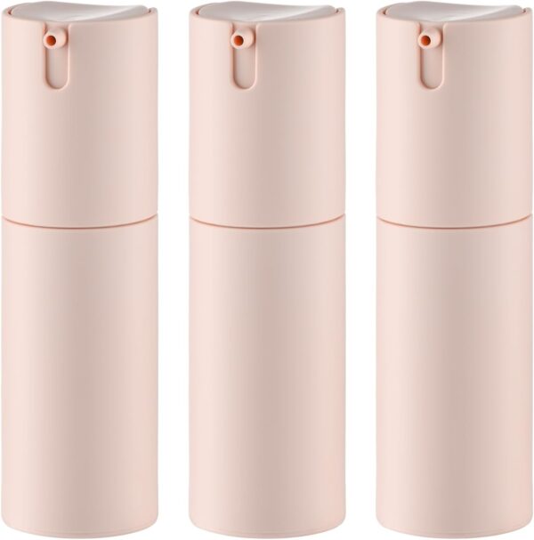 1 oz Airless Pump Bottles, Travel Lotion Container, Skincare Containers for Moisturizer(Plastic, Pink Matte, 3Pcs)