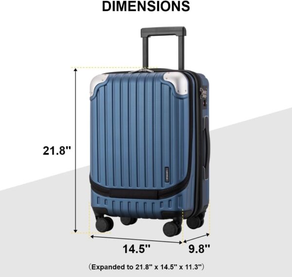 LEVEL8 Grace Expandable Carry On Luggage Airline Approved, 20 Inch Hardside Carry On Suitcase with Wheels, Travel Harshell Spinner Small Luggage with Tsa Lock, Blue, 20-Inch Carry-On - Image 9