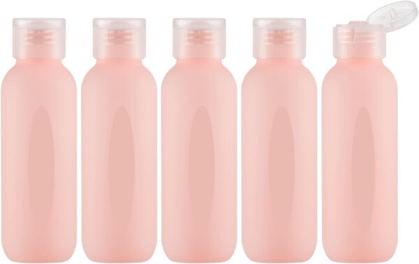 3.4 oz Travel Bottles for Toiletries, Empty Plastic Shampoo Bottle (5PCS) Small Size Container Tsa Approved (100ml, Pink)