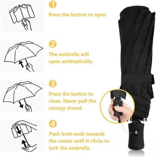 MRTLLOA 42/49 Inch Compact Windproof Travel Umbrella for Rain, Lightweight, Portable, Automatic, Strong, Waterproof Folding Umbrellas for Women, Men and Teenagers - Image 8