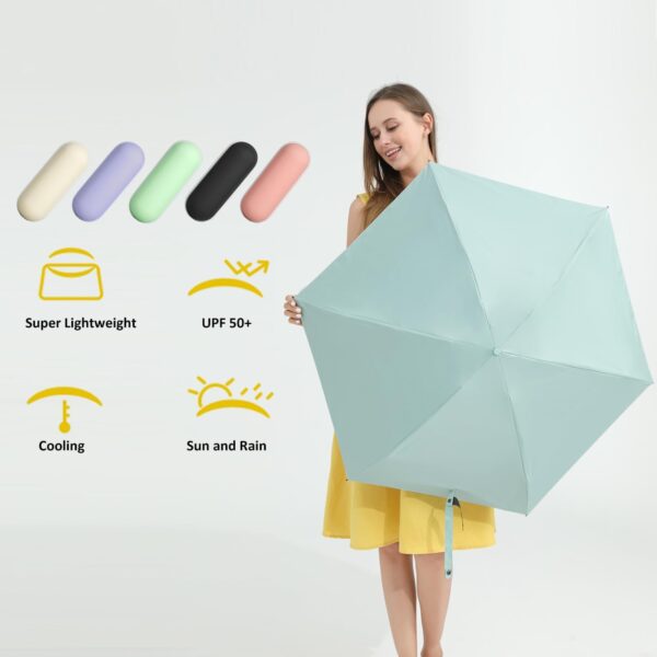 BAODINI Travel Mini Umbrella for Purse With Case-Small Compact UV Umbrella Protection Sun-Lightweight Tiny Pocket Umbrella with Case for Women, Girls - Image 3