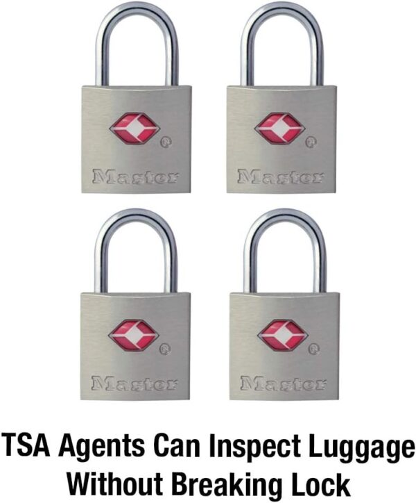 Master Lock TSA Luggage Locks with Key, TSA Approved for Backpacks, Bags and Luggage, 4 Pack, 4683Q, Brass - Image 4