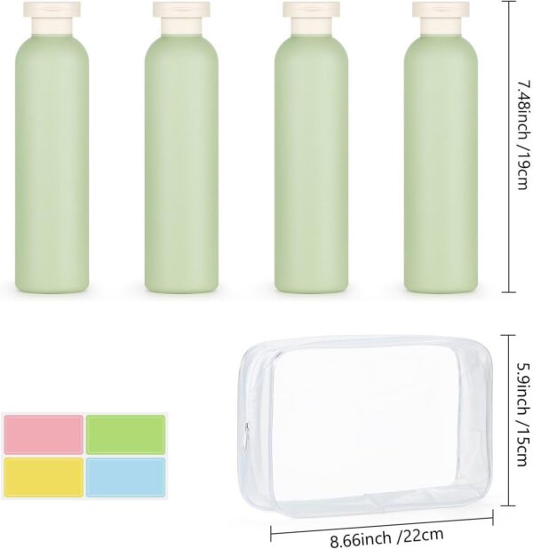 WantGor Squeeze Bottles with Flip Cap, 4Pcs Large Empty Refillable Plastic Leak Proof Travel Bottles for Shampoo, Conditioner, Creams, Lotion (8.8oz/260ml) - Image 7