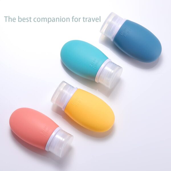 Leak Proof Silicone Travel Bottles,4 Pack 2oz Liquid Squeezable Refillable Portable Travel Accessories/Cosmetic Containers,BPA Free,Travel Size Bottles for Toiletries Shampoo Conditioner Lotion - Image 2