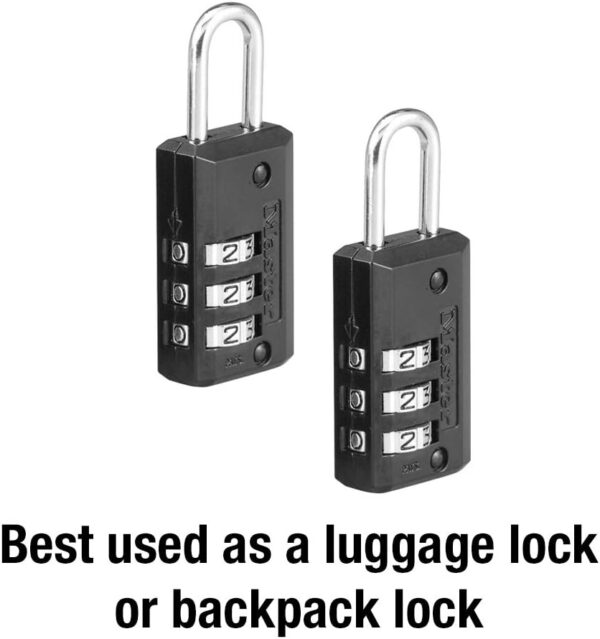 Master Lock Black Set Your Own Combination Luggage Lock, Custom Combo Suitcase Padlock for Travel Bags or Backpacks, 2 Pack, 646T - Image 3