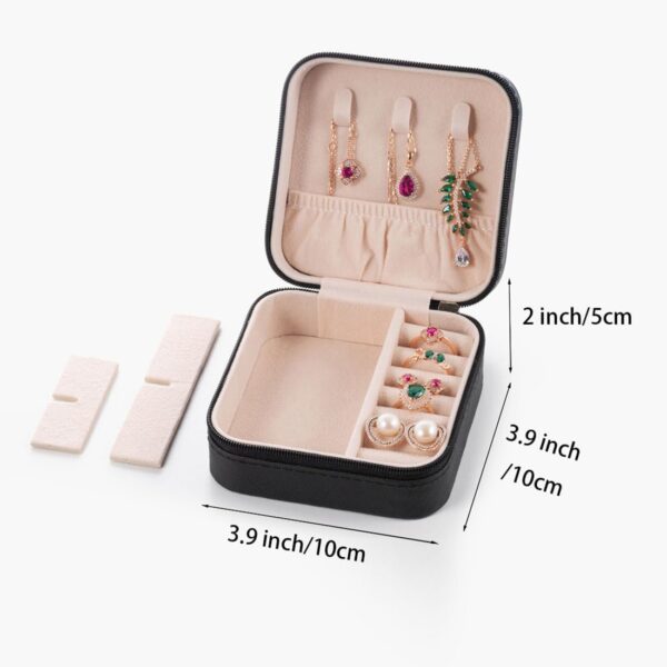 Travel Jewelry Case, Jewelry Organizer Box, Jewelry Organizer Jewelry Travel Organizer Small Jewelry Organizer Ring Organizer Necklace Organizer Earring Organizer Box - Black - Image 3