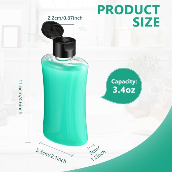 8 Pcs 3.4 oz Travel Bottles with Flip Cap Clear Plastic Travel Size Containers Portable Leak Proof Squeeze Bottle Refillable Empty Cosmetic Containers for Liquid Shampoo Lotion - Image 2