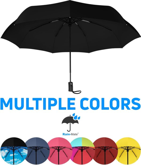 Compact Travel Umbrella - Pocket Portable Folding Windproof Mini Umbrella - Auto Open and Close Button and 9 Rib Reinforced Canopy - Image 8