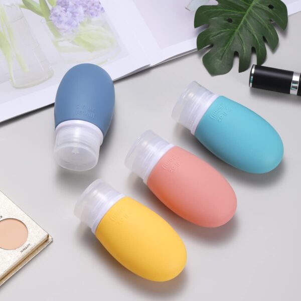 Leak Proof Silicone Travel Bottles,4 Pack 2oz Liquid Squeezable Refillable Portable Travel Accessories/Cosmetic Containers,BPA Free,Travel Size Bottles for Toiletries Shampoo Conditioner Lotion - Image 6