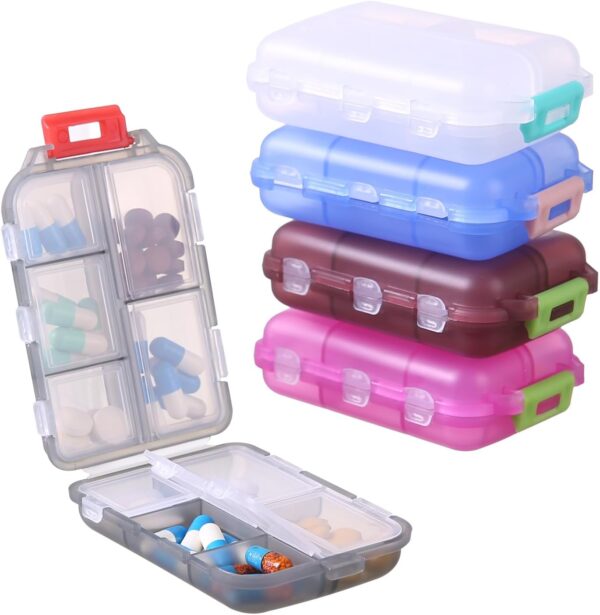 1Pack Travel Pill Organizer - 10 Compartments Pill Case, Compact and Portable Pill Box, Perfect for On-The-Go Storage, Pill Holder for Purse Gray - Image 9