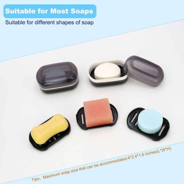 HAYSNA Travel Soap Container, Bar Soap Holder, Portable Soap Case, Soap Dish with Lid for Traveling, Camping, Gym, Bathroom (Black Style-1) - Image 2