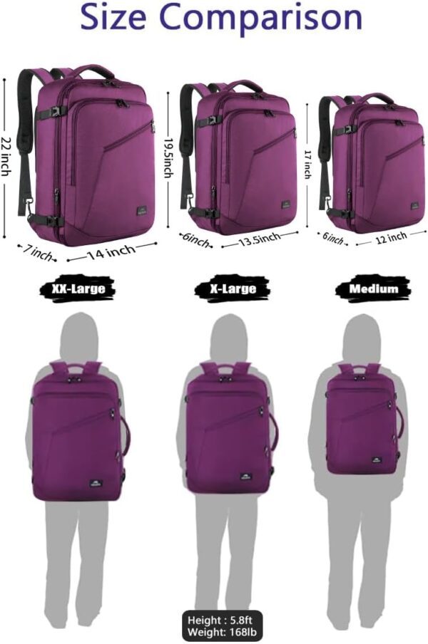 MATEIN Travel Backpack for Women, Expandable Flight Approved Carry on Water Resistant Lightweight Suitcase, Large Business Weekender Personal Item Backpack, Gift for Traveler, Purple - Image 2