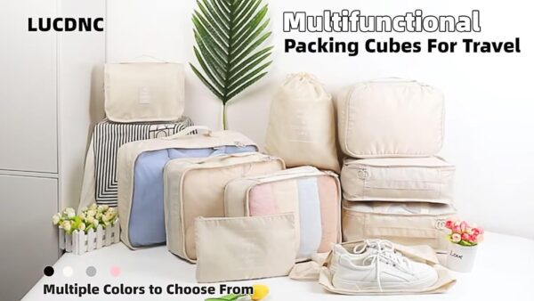 10 Pcs Set Packing Cubes For Travel,Travel Essentials Suitcase Organizer,Luggage Organizer Bags,Expandable Packing Organizers Travel Bags, Packing Cubes For Suitcases Travel Accessories (BEIGE) - Image 7