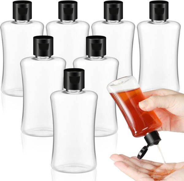 8 Pcs 3.4 oz Travel Bottles with Flip Cap Clear Plastic Travel Size Containers Portable Leak Proof Squeeze Bottle Refillable Empty Cosmetic Containers for Liquid Shampoo Lotion