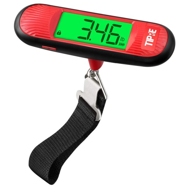 Luggage Scale, 110lb Luggage Weight Scale Digital Suitcase Scale with Hook, Portable Weight Scale for Travel with Backlight LCD Display, Baggage Scale for Travelers, Battery Included - Red