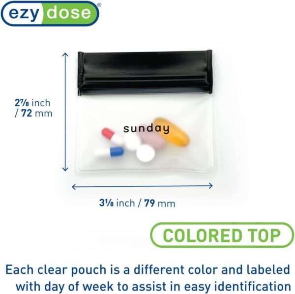 EZY DOSE Reusable 7-Day Pill Pouch Set, Durable Multi-Purpose Travel-Sized Containers, Includes Days of the Week Labels with Color for Easy Identification, Large Storage, Clear, BPA Free, TSA Approved - Image 3