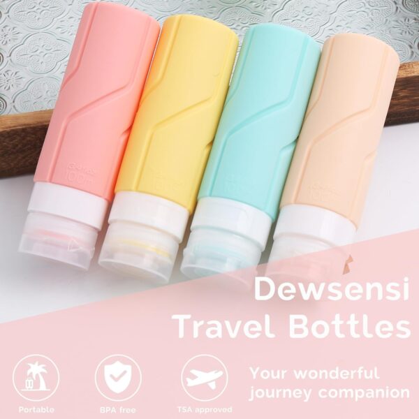 18 Pcs Travel Bottles Set for Toiletries Tsa Approved, Silicone Squeezable Travel Size Containers BPA Free Leak Proof Refillable for Shampoo Conditioner Lotion with Toiletry Bag (Light Color) - Image 2