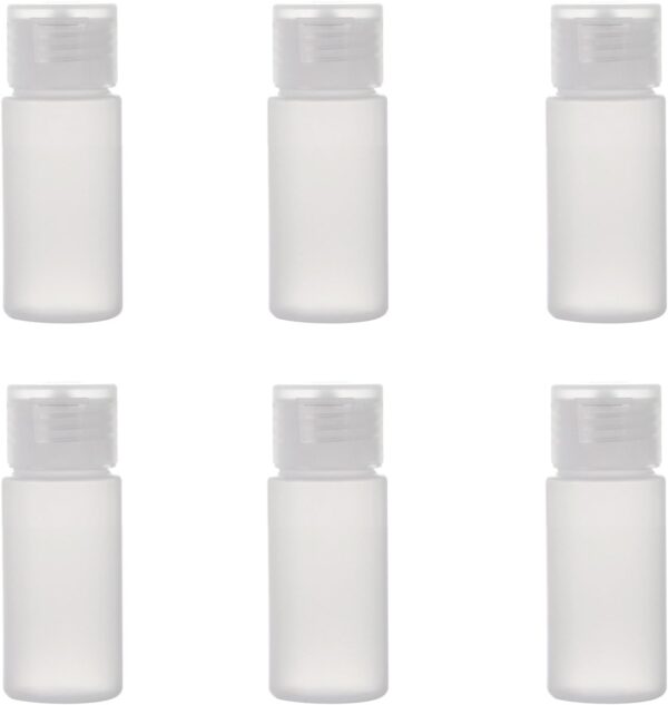 ALINK Travel Size Plastic Empty Toiletry Bottles, 30ml (1 oz) Pack of 6 Liquid Containers with Labels