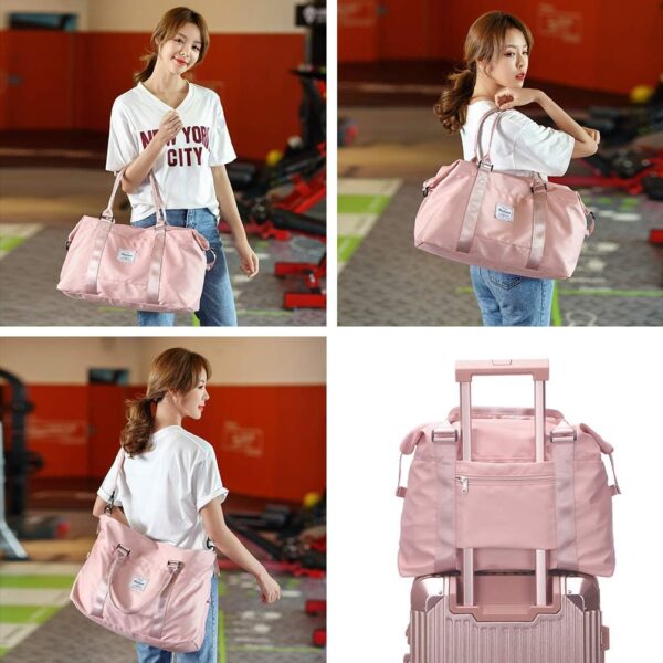 Womens travel bags, weekender carry on for women, sports Gym Bag, workout duffel bag, overnight shoulder Bag fit 15.6 inch Laptop Pink Large - Image 7