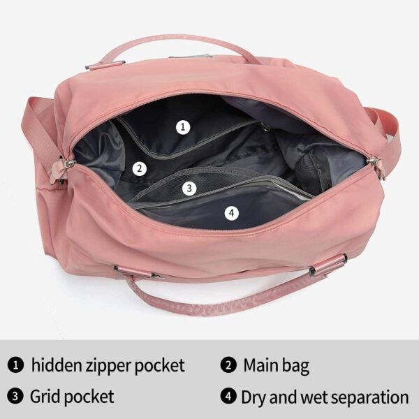 Womens travel bags, weekender carry on for women, sports Gym Bag, workout duffel bag, overnight shoulder Bag fit 15.6 inch Laptop Pink Large - Image 9