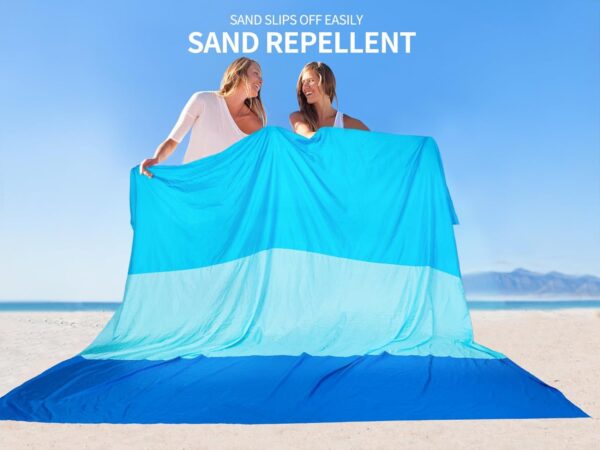 Beach Blanket Waterproof Sandproof Beach Mat 79" X 83" /10'x9'for 2-8 Adults Quick Drying Outdoor Picnic Mat Beach Accessories for Travel, Camping, Hiking - Image 5