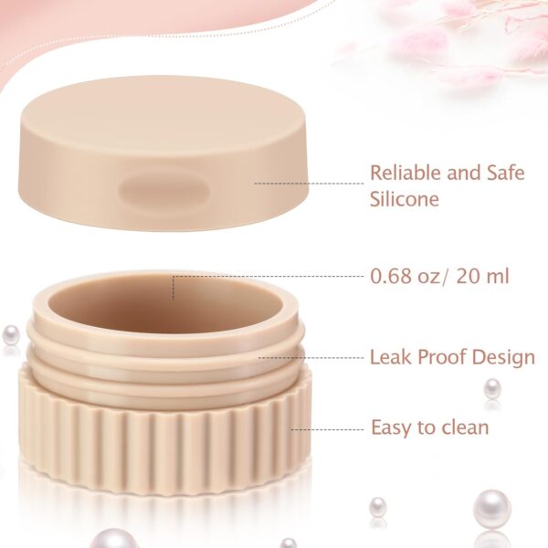 4 Pcs Travel Containers for Toiletries Small Silicone Cream Jars 0.68 oz Travel Size Containers Leakproof Travel Accessories with Lid for Cosmetic Body Hand Skin Cream Bottle (Classic Color) - Image 5