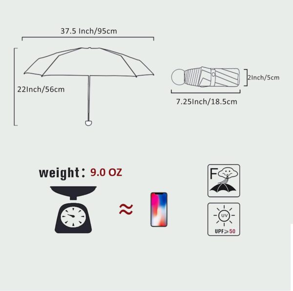 BAODINI Travel Mini Umbrella for Purse With Case-Small Compact UV Umbrella Protection Sun-Lightweight Tiny Pocket Umbrella with Case for Women, Girls - Image 4