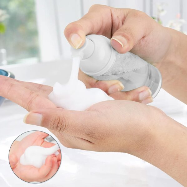 2oz Foam Pump Bottle (3PCS) Empty Travel Foaming Dispenser for Hand Soap, Lash Cleanser, Shampoo (60ml, Clear - Image 2