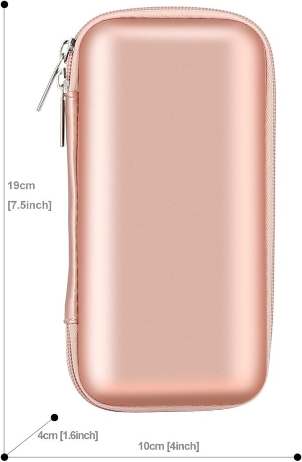 iMangoo Shockproof Carrying Charger Case Hard Protective EVA Impact Resistant Power Bank Pouch Small Electronics Organizer Cable Accessory Travel Essentials for Women,Size 6.5''x3.2''x1'',Rose Gold - Image 4