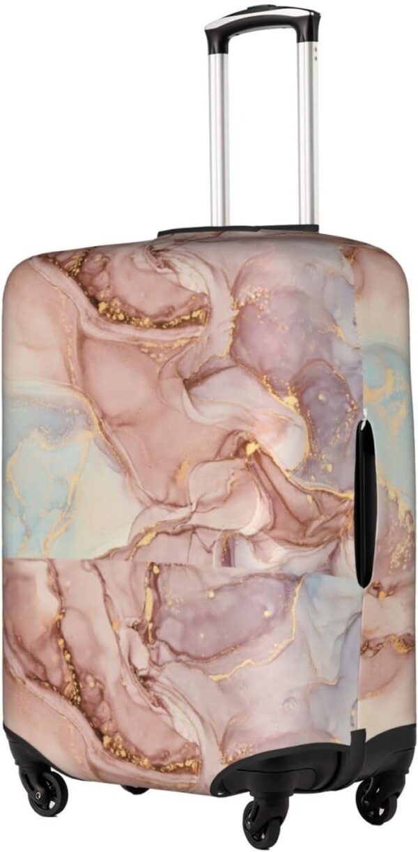 Pink Gold Marble Luggage Cover Elastic Washable Stretch Suitcase Protector Anti-Scratch Travel Suitcase Cover for Kid and Adult L (25-28 inch suitcase) - Image 2