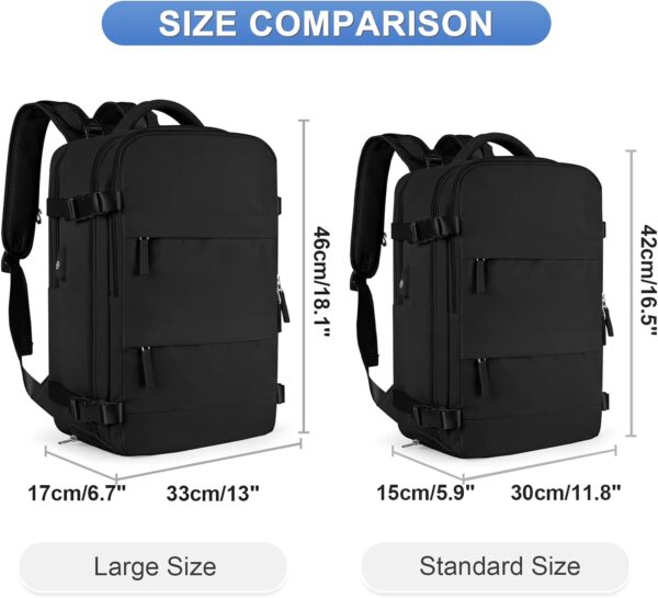 coofay Large Travel Backpack For Women Men Airline Approved Carry On Flight Luggage Waterproof Sports Casual Daypack Small For Hiking Black - Image 2