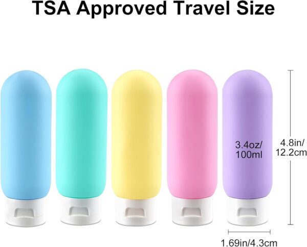 Cosywell Travel Size Bottles for Toiletries 5 Pack 3.4oz Travel Bottles TSA Approved Toiletry Bottles Leakproof Plastic Refillable Cosmetic Containers Shampoo Conditioner Travel Essentials - Image 2