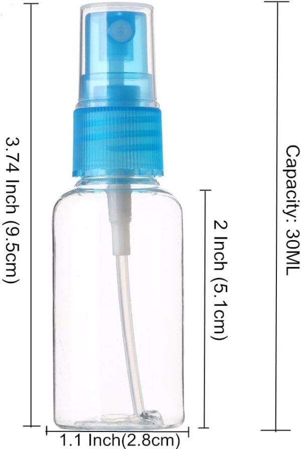 Spray Bottles 30ml/1oz, 4 Pack Clear Empty Fine Mist Plastic Mini Travel Bottle Set, Portable Refillable Makeup Sprayer Containers for Perfume, Liquids, Aromatherapy, Small Size - Image 2