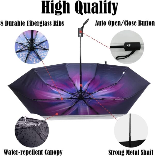 LLanxiry Compact Travel Umbrella,Windproof Waterproof Stick Umbrella Protection Golf Umbrellas - Image 4